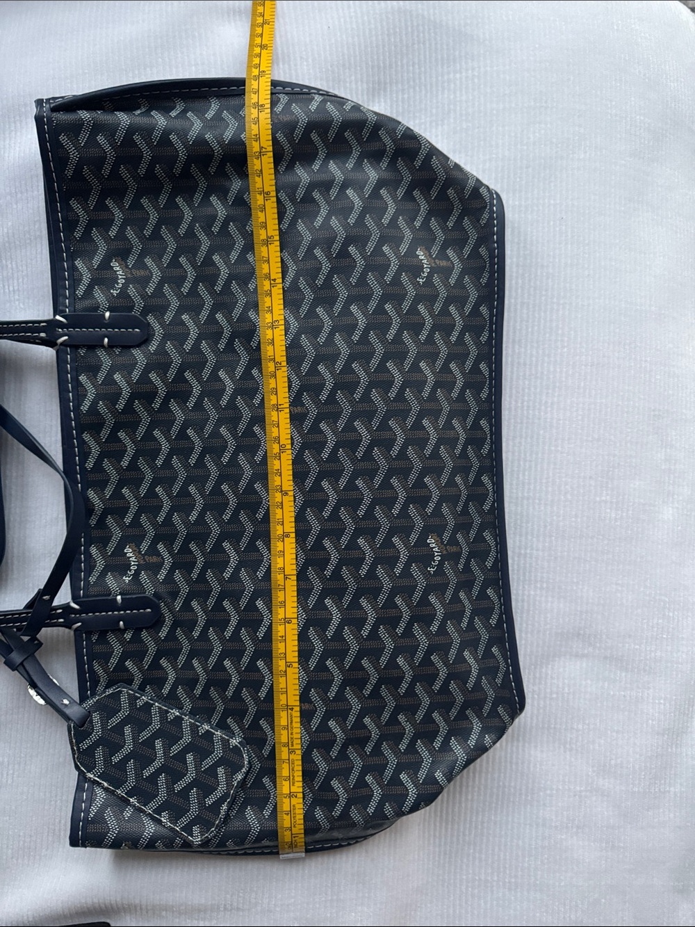 Navy Patterned Tote with Double Top Handles - Picture 7 of 8